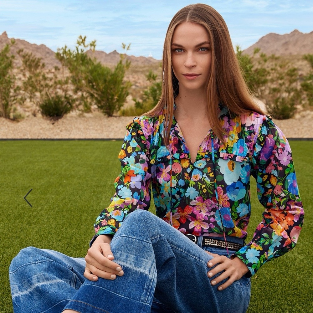 Johnny Was Wild Bloom Ruffle Yoke Blouse XXL - Picture 4 of 15